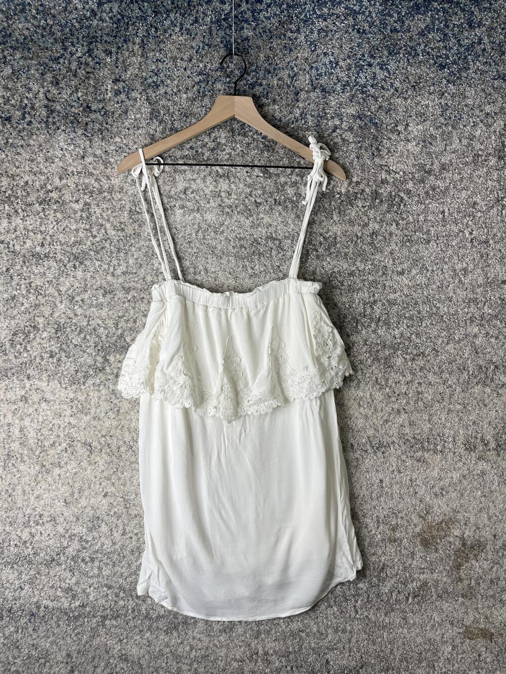 Stone Cold Fox Dress Womens 2 Lace Ruffle Mini Boho Summer Adjustable Straps